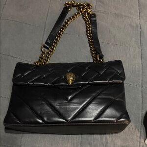 Kurt Geiger Black Quilted Shoulder Bag with Gold Chain